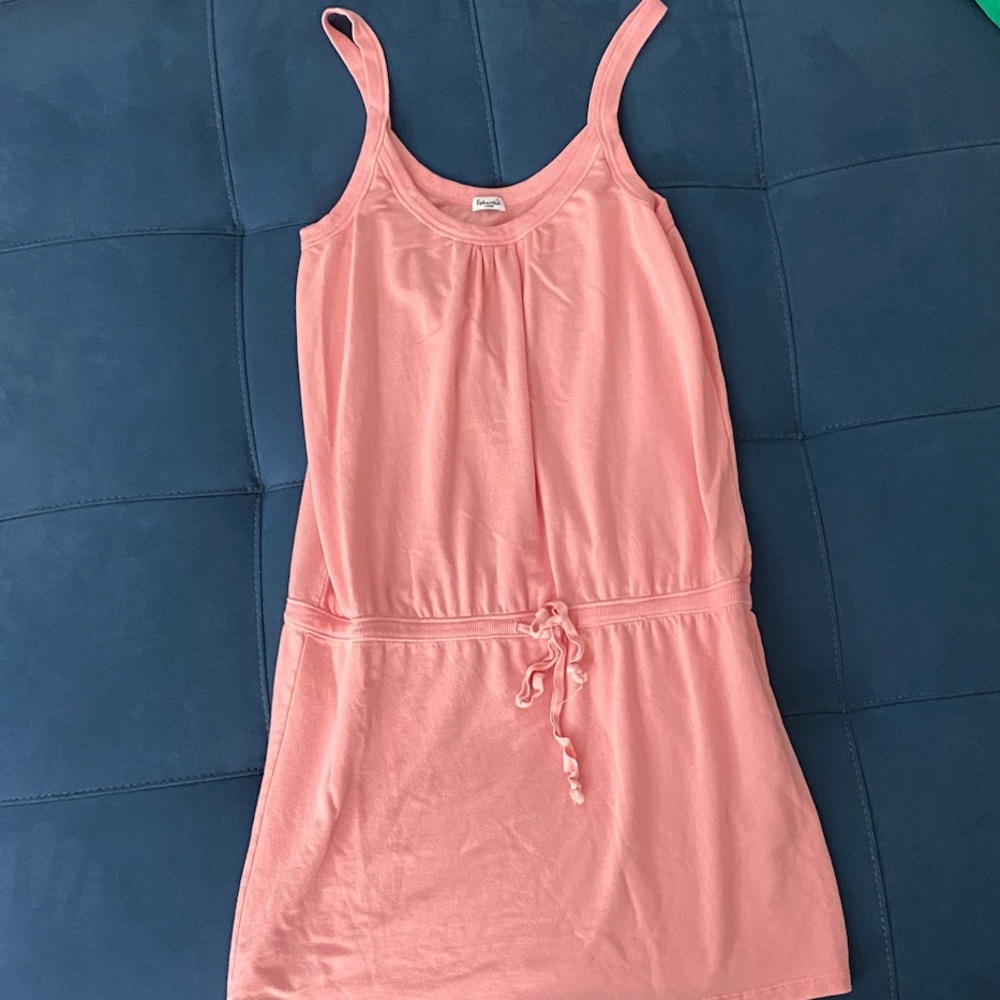 Splendid Cotton Dress Cover up L Pink Tie Waist